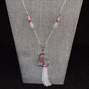 Multi-color tassel necklace & earring set